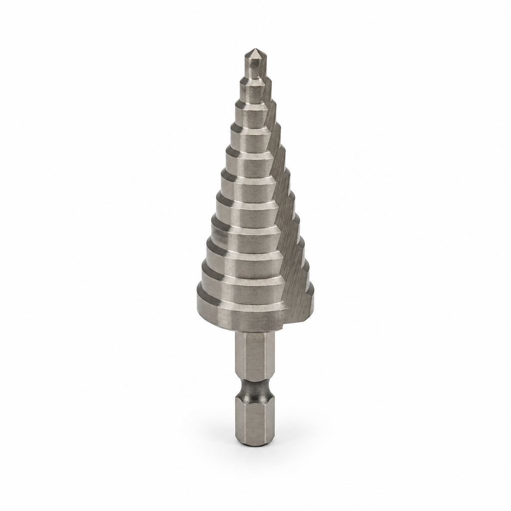 Broca Escalonada para Metal 4-6-8-10-12-14-16-18-20 MM, Aço Hss, Haste Hexagonal,//Gross