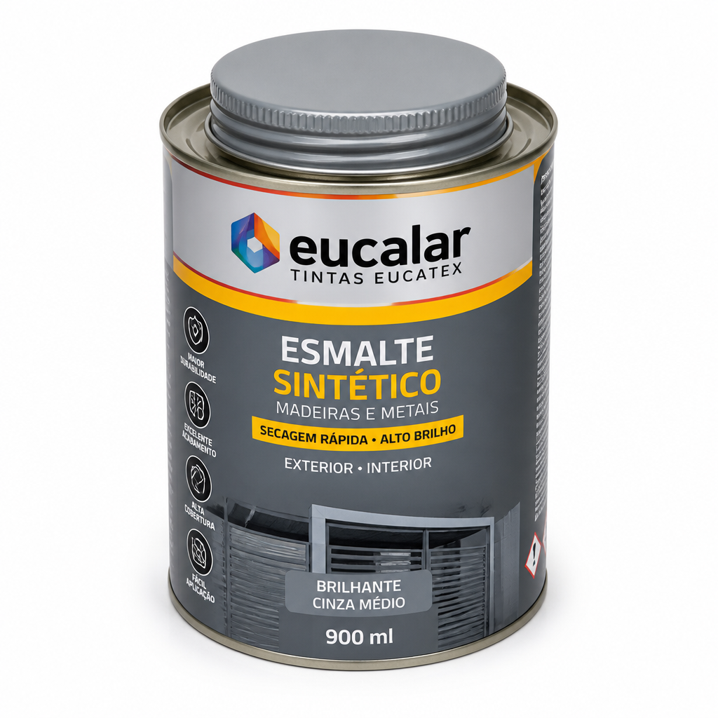 Esmalte Sintético Brilhante Cinza Médio 1/4 Eucalar