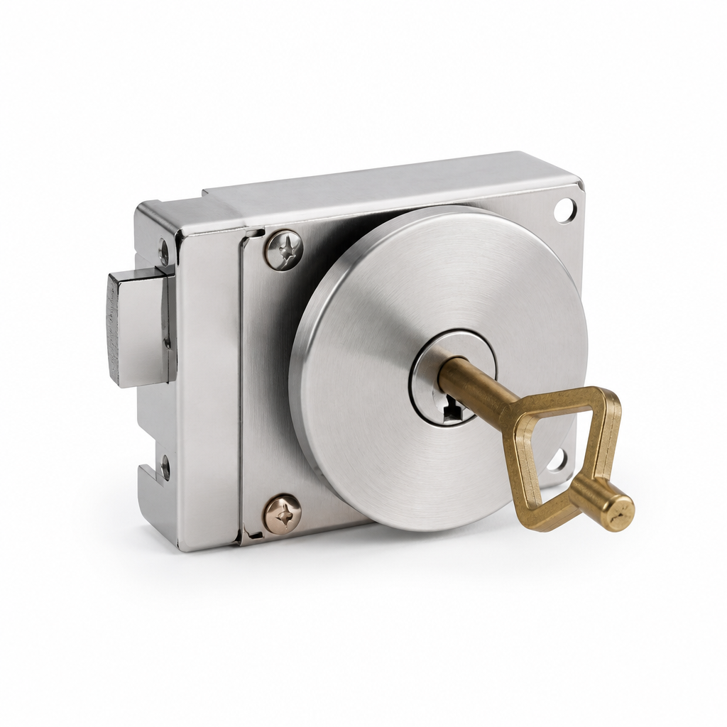 Fechadura Auxiliar 1008 para Porta de Abrir ou Correr Inox