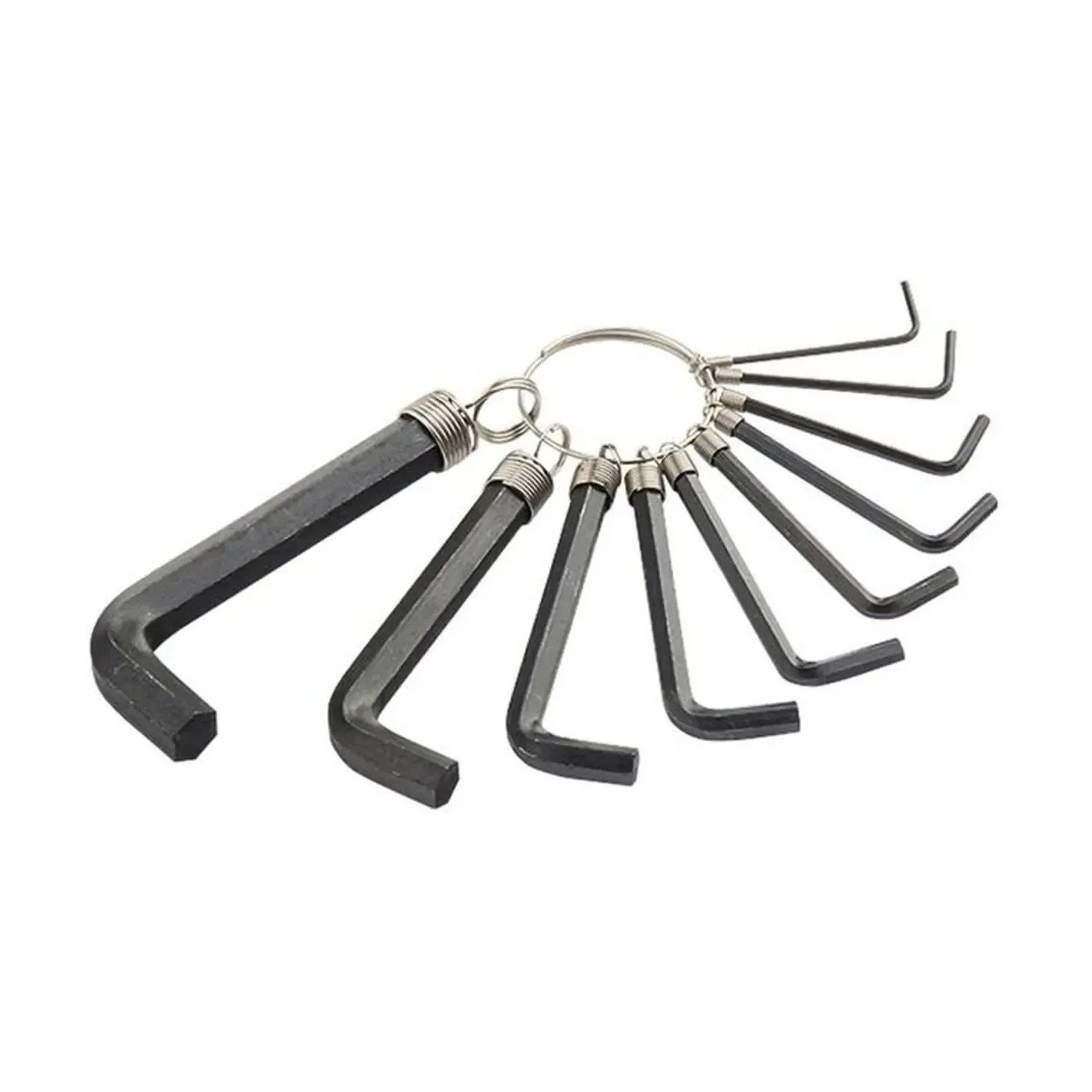 Jogo de Chave Allen Curta, 1,5 - 10 MM, Crv, Oxidado Preto, com Argola,10 Pcs//Sparta