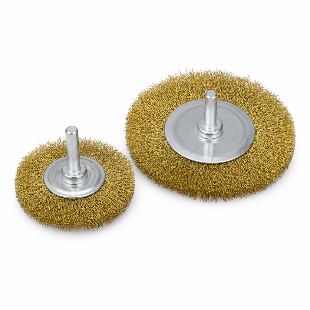 Jogo de Escova Latonada, 1 Plana 100 MM, 1 Tipo Copo 75 MM, com Haste, 2 Pcs//Mtx