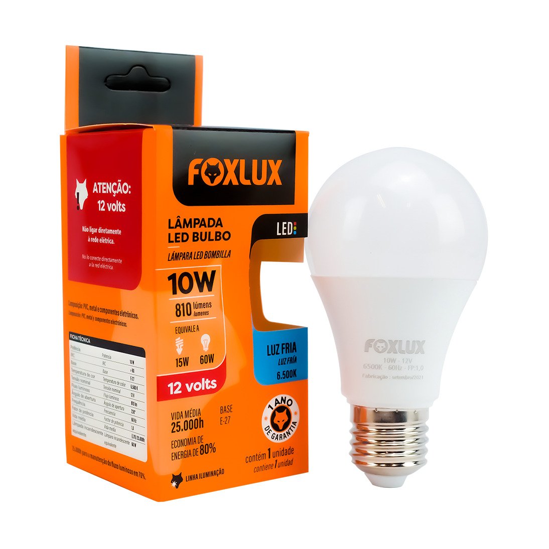 Lampada LED Bulbo 10 W 12 V Foxlux