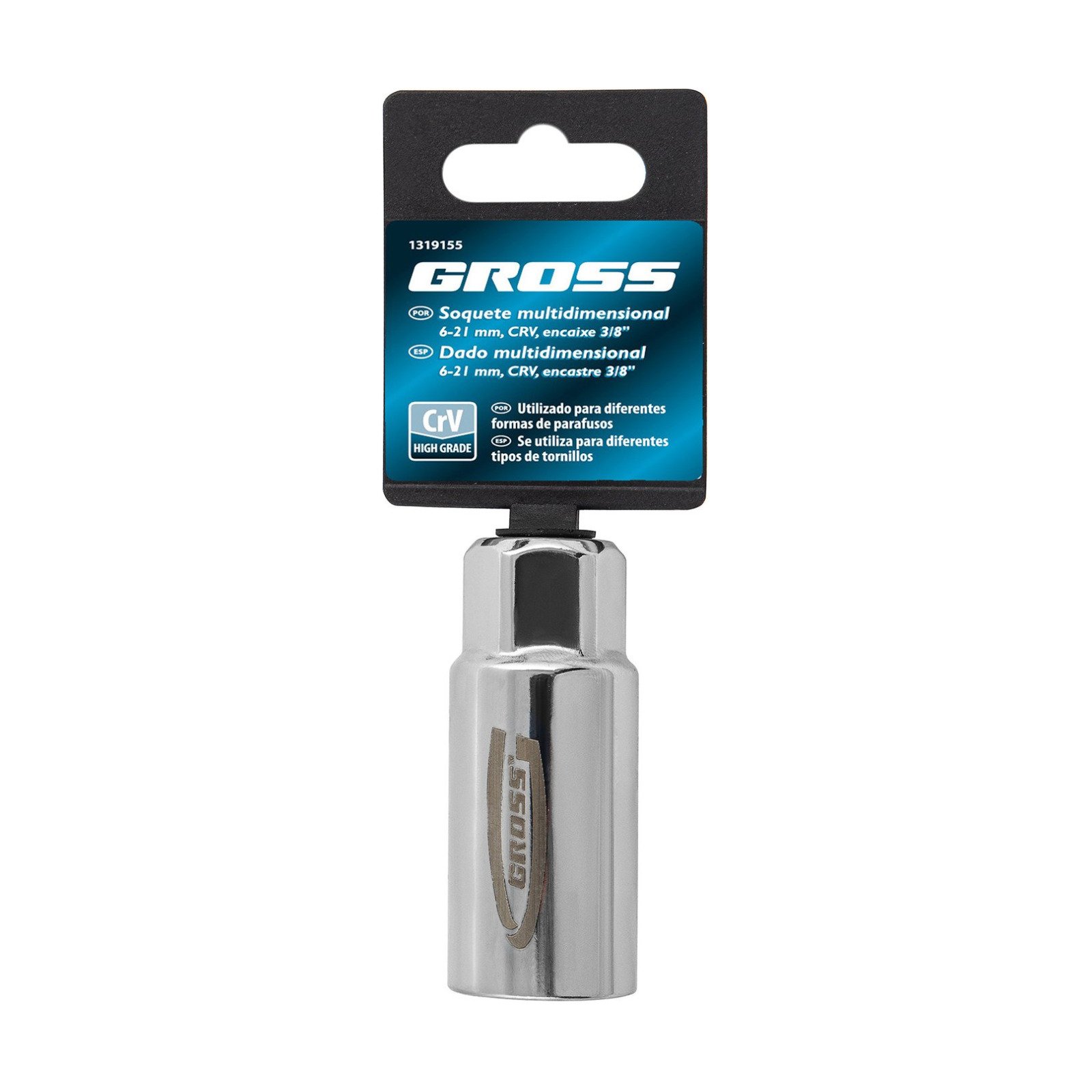 Soquete Multidimensional, 6 - 21 MM, Crv, Encaixe 3/8 Pol., 1 Pc//Gross