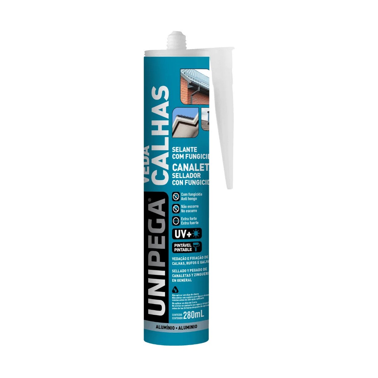 Veda Calha 280ML Unipega Cinza/Aluminio